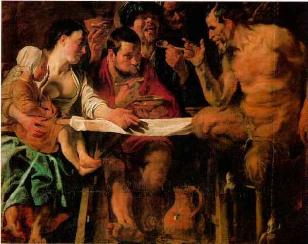 JORDAENS, Jacob The Satyr and the Peasant Germany oil painting art